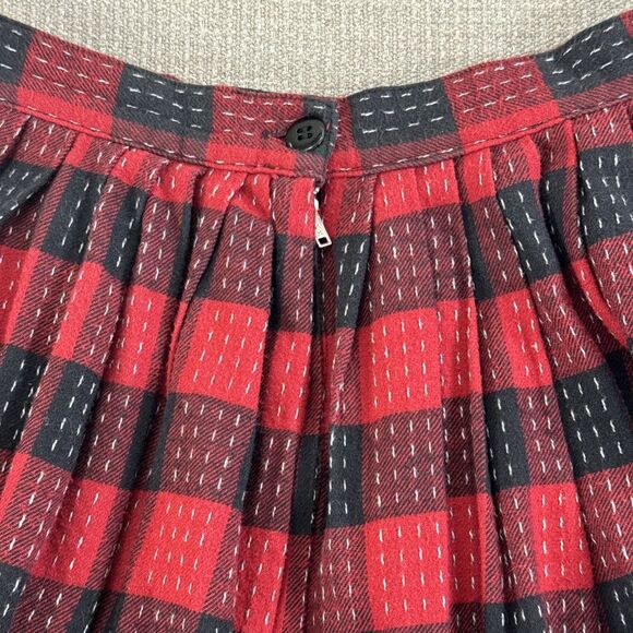 Vintage Espirit Sport Red Plaid Flannel Maxi Pleated Gathered Skirt Girls 7/8 XS - Picture 6 of 8